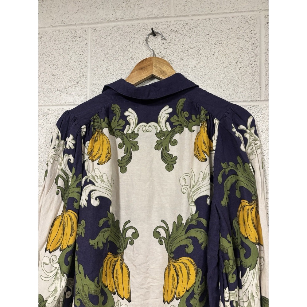 Farm Rio x Anthropologie Puff-Sleeve Printed Buttondown Blouse Women's Medium - Picture 4 of 4